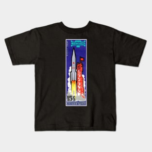 Vintage 1963 Mongolia rocket ramp postage stamp Kids T-Shirt